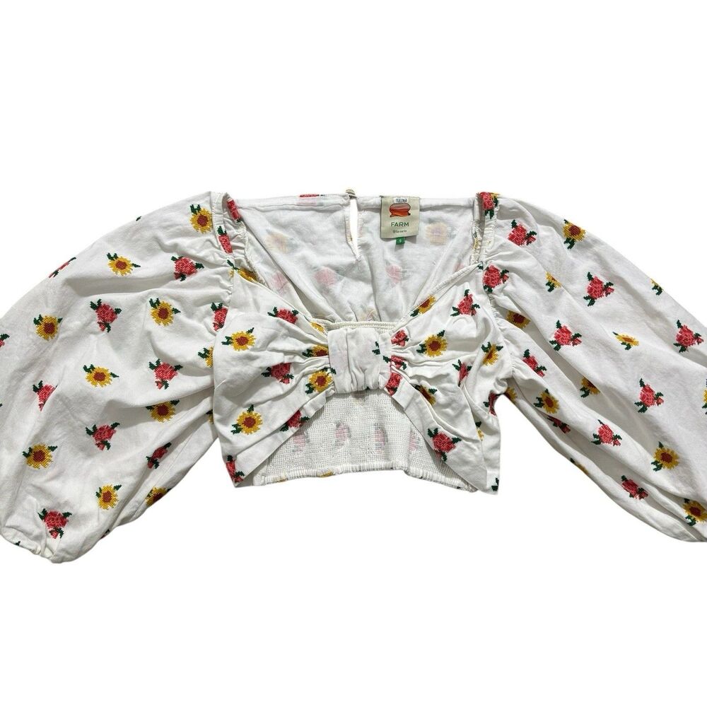FARM Rio White Floral Crop Top